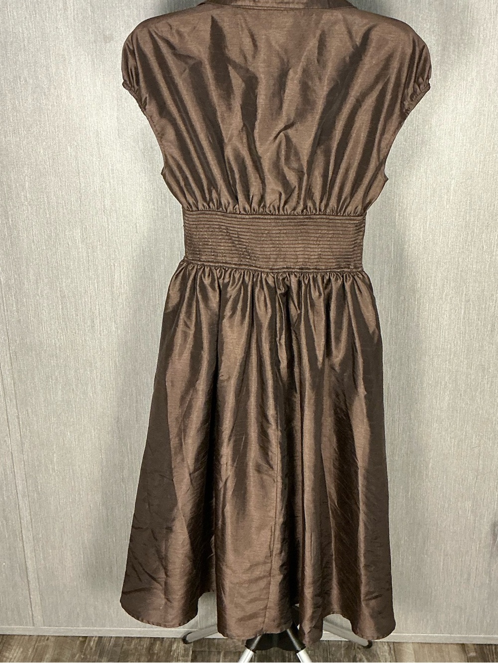 Hutch Brown Shirred-Waist Maxi Dress Medium Petite - Picture 8 of 12